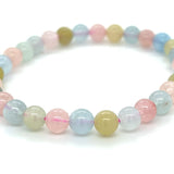 Aquamarine Morganite 6mm Bead Bracelet