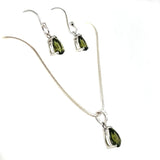 Moldavite Faceted Teardrop Pendant