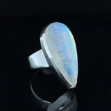 Rainbow Moonstone Teardrop Ring