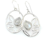 Rainbow Moonstone Silver Earrings