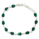 Malachite Cabochon Sterling Silver Bracelet