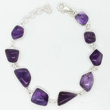 Amethyst Irregular Cabochon Sterling Silver Bracelet