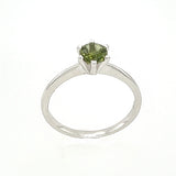 Moldavite Faceted Round Claw Ring