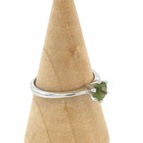 Moldavite Faceted Round Claw Ring