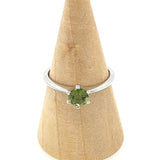 Moldavite Faceted Round Claw Ring