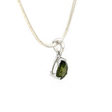 Moldavite Faceted Teardrop Pendant