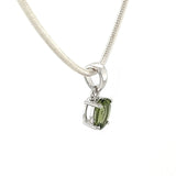 Faceted Silver Moldavite Oval Pendant