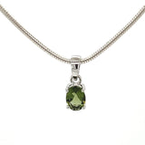 Faceted Silver Moldavite Oval Pendant