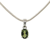Faceted Silver Moldavite Oval Pendant