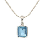 Aquamarine High-Grade Faceted Square Pendant