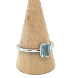 Aquamarine Rectangular Silver Ring