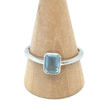 Aquamarine Rectangular Silver Ring