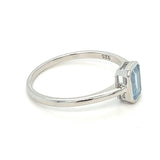 Aquamarine Rectangular Silver Ring