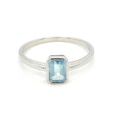 Aquamarine Rectangular Silver Ring
