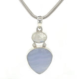 Blue Lace Agate Moonstone Combo Pendant