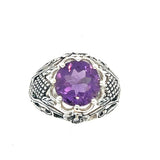 Amethyst Fancy Filigree Antique Style Ring