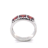 Garnet Silver Trio Band Ring