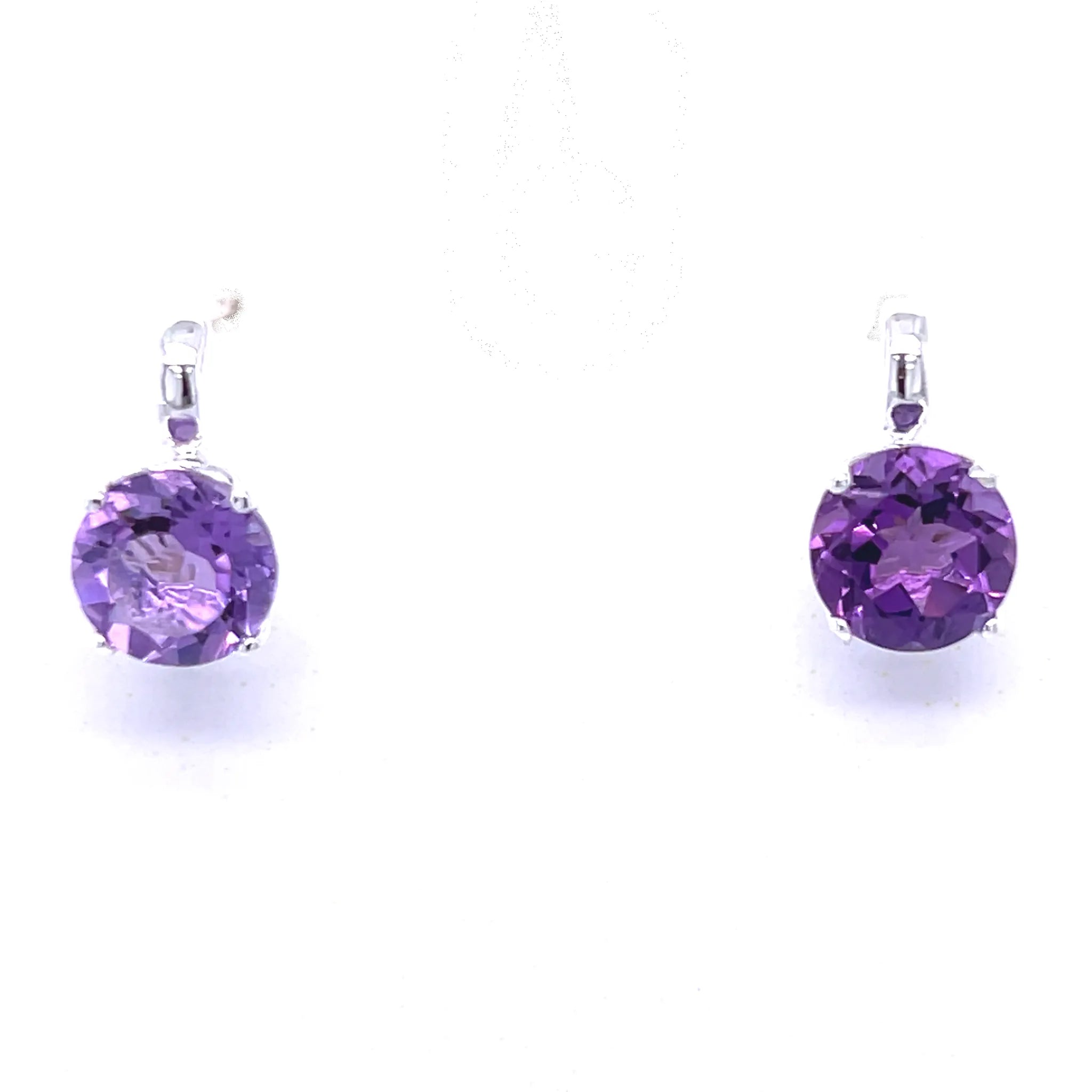 Faceted Round Gemstone Leverback Earrings