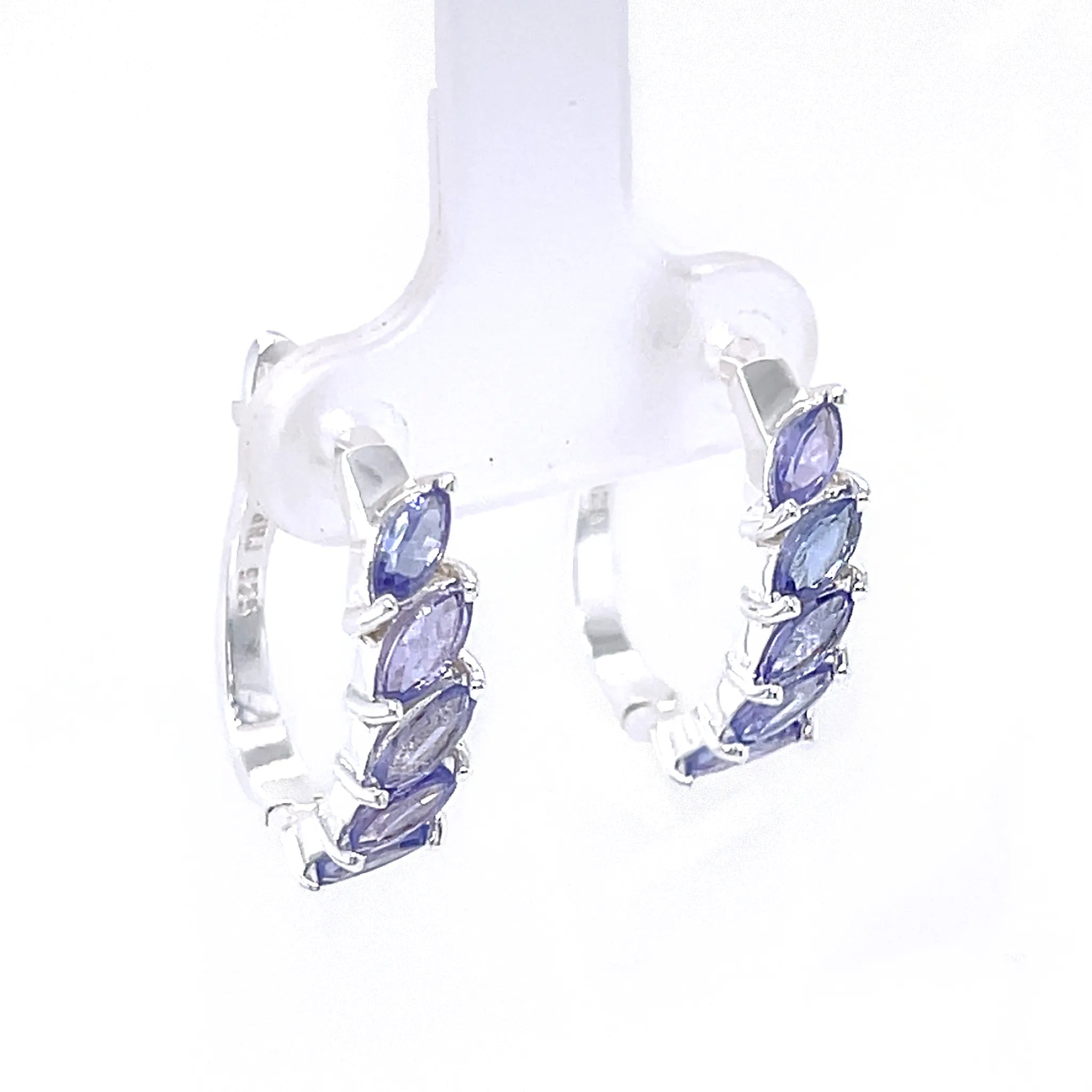 Multi Stone Garnet Faceted Leverback Hoop Earrings