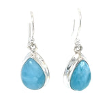 Larimar Tear Drop Silver Earrings