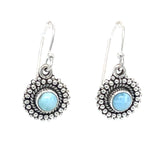 Larimar Round Filigree Silver Earrings