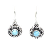 Larimar Round Filigree Silver Earrings