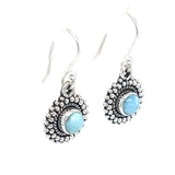 Larimar Round Filigree Silver Earrings