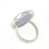Blue Lace Agate Adjustable Cabochon Ring