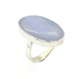 Blue Lace Agate Adjustable Cabochon Ring
