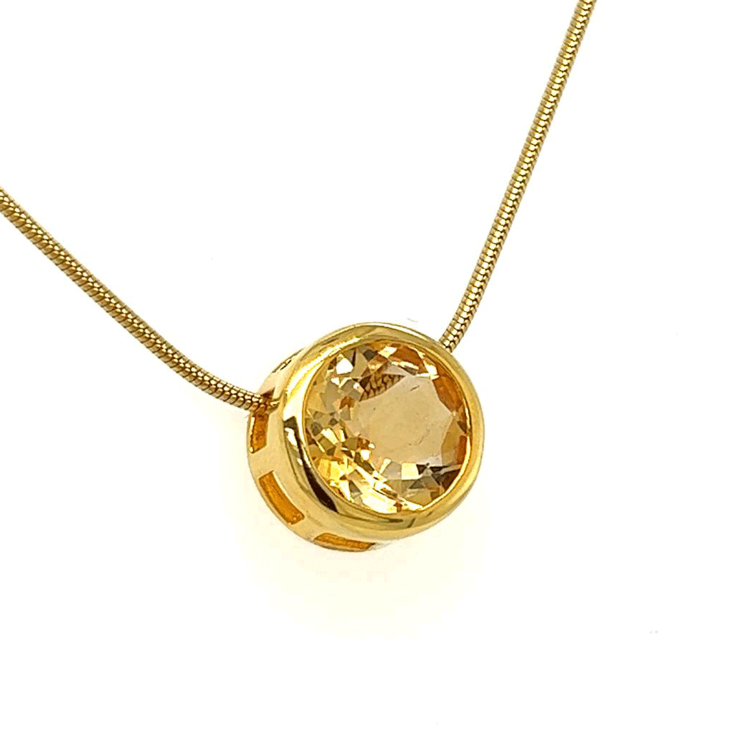 Citrine Circular Gold Pendant