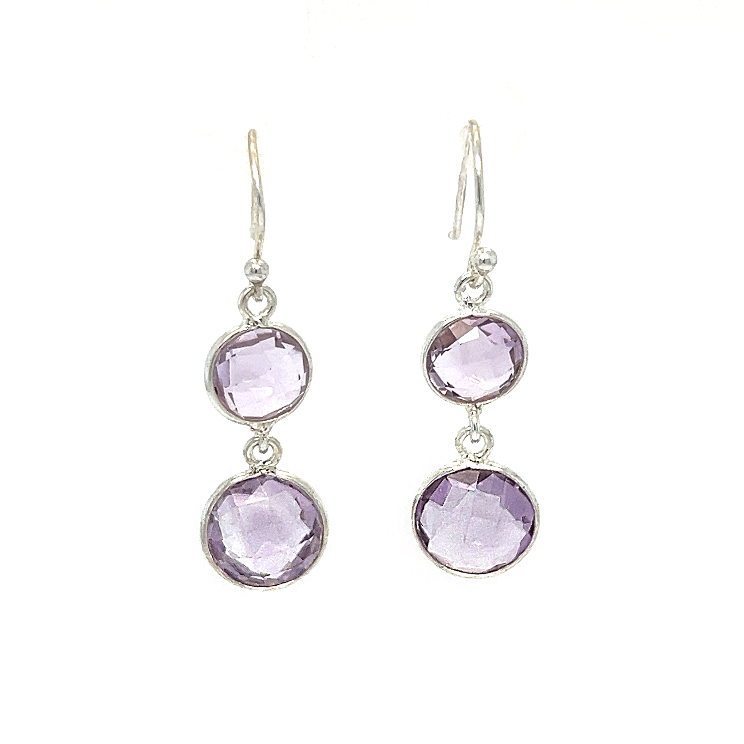 Faceted Double Drop Amethyst Earrings