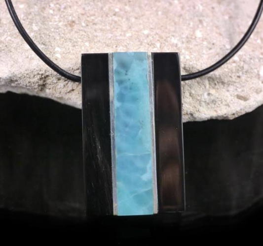 Larimar Black Horn Pendant