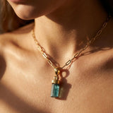 Blue Tourmaline Gold (18k micron plated) Necklace
