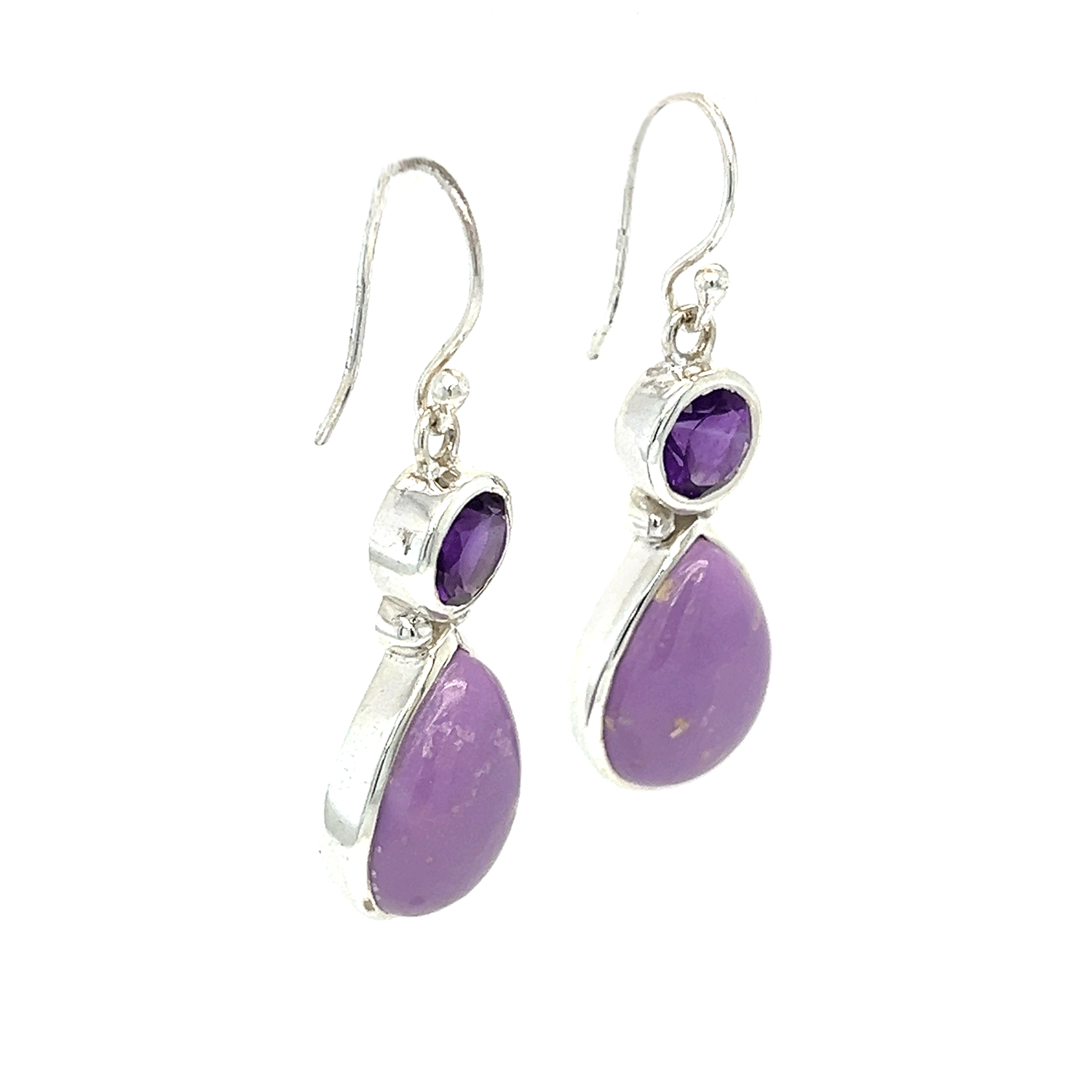 Phosphosiderite Amethyst Drop Earrings