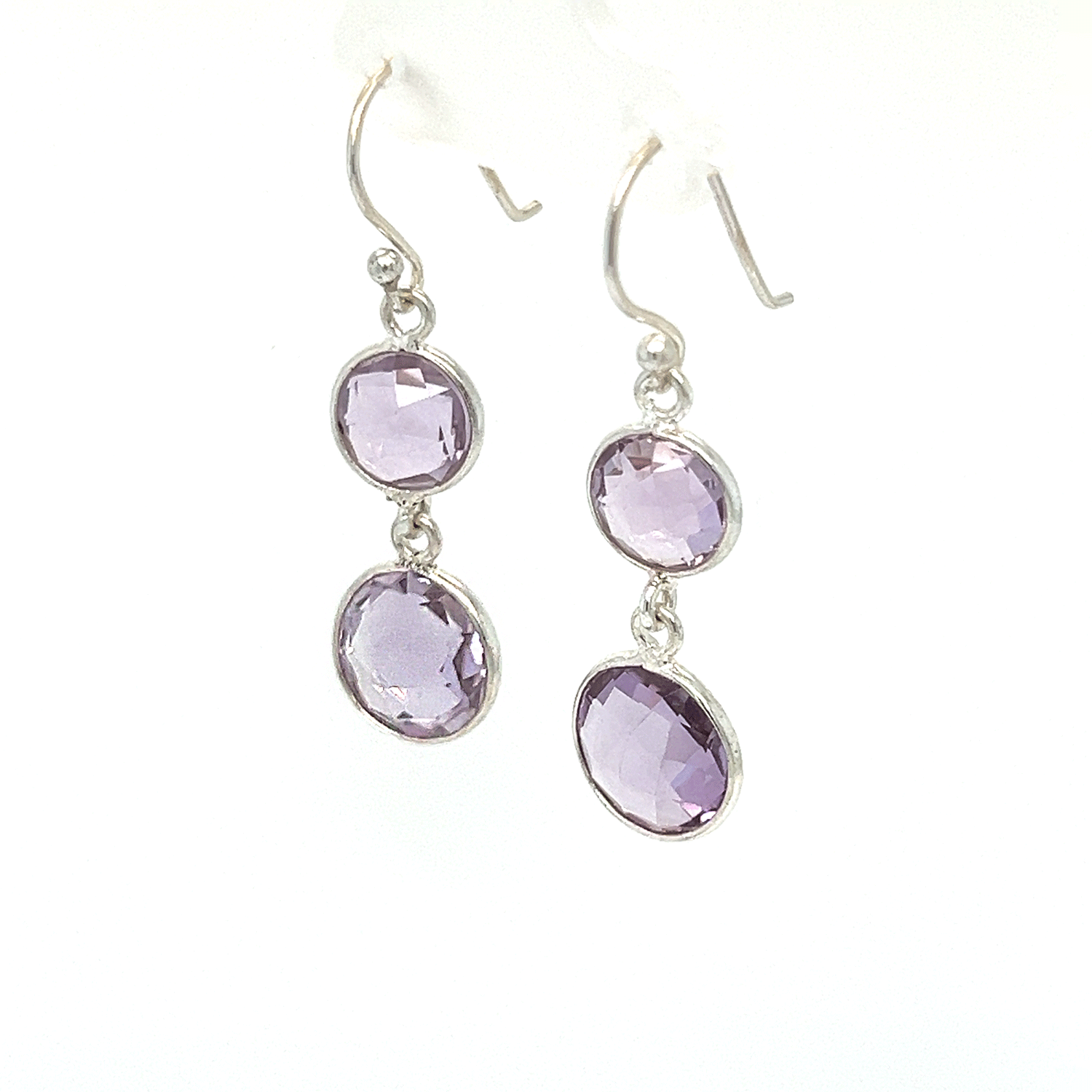 Faceted Double Drop Amethyst Earrings