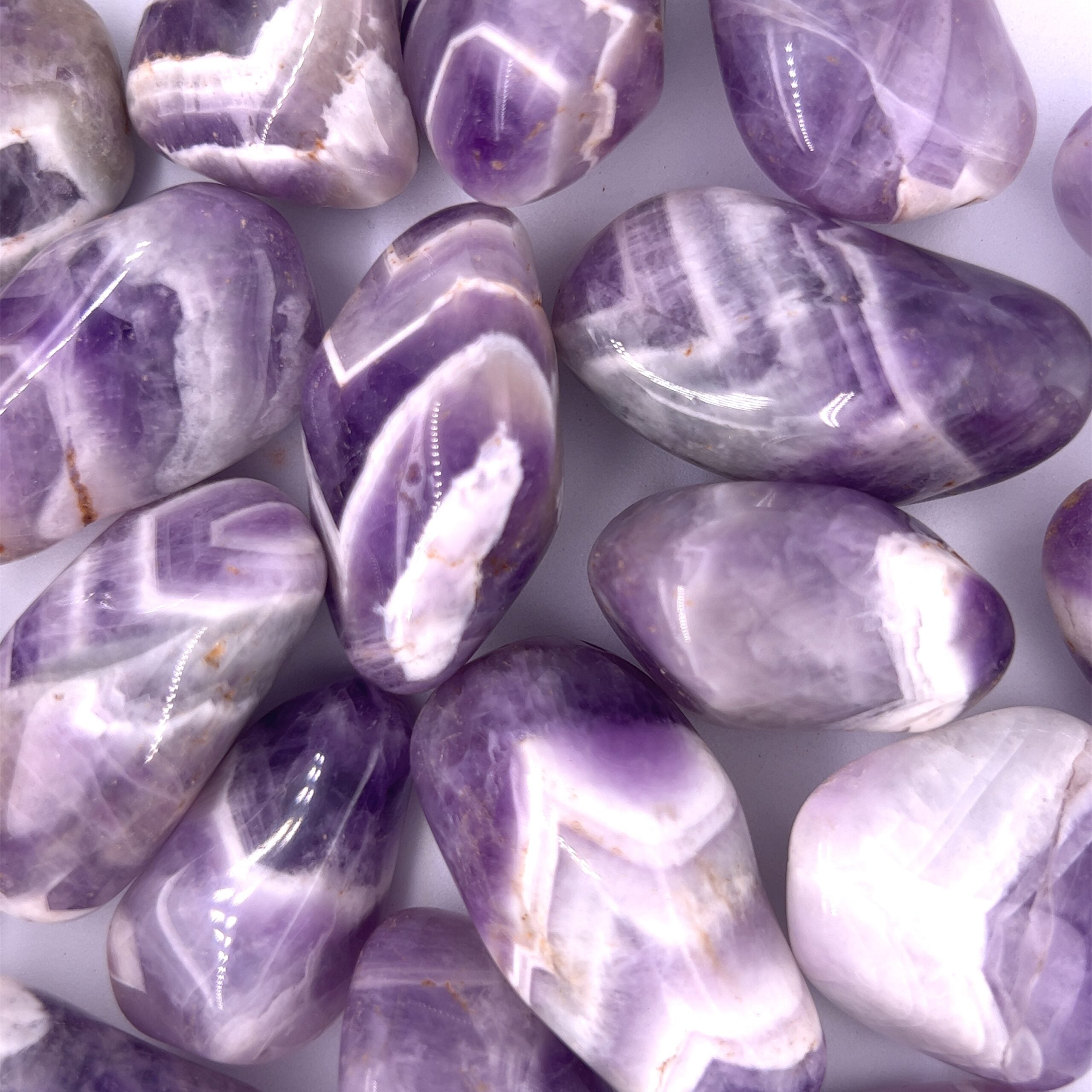 Chevron Amethyst Tumbled Stones