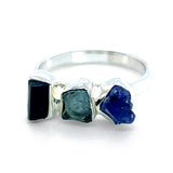 Tanzanite, Aquamarine & Tourmaline Sterling Silver Ring
