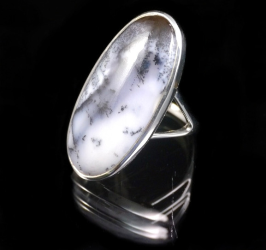 Silver Dendritic Agate Ring