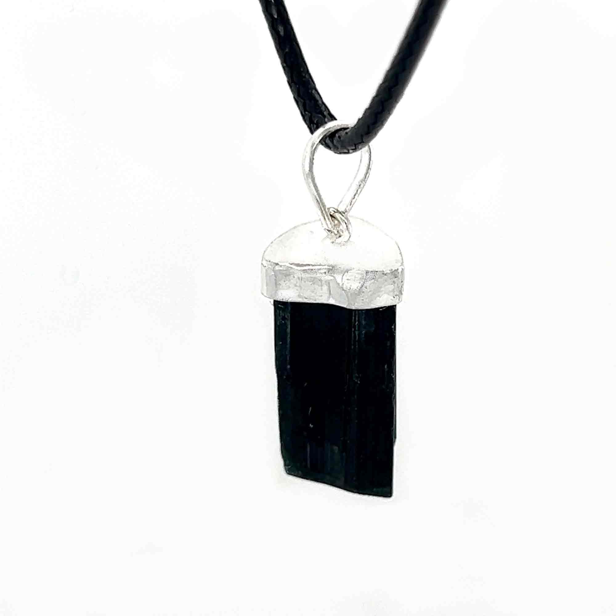 Raw Black Tourmaline Point Pendant