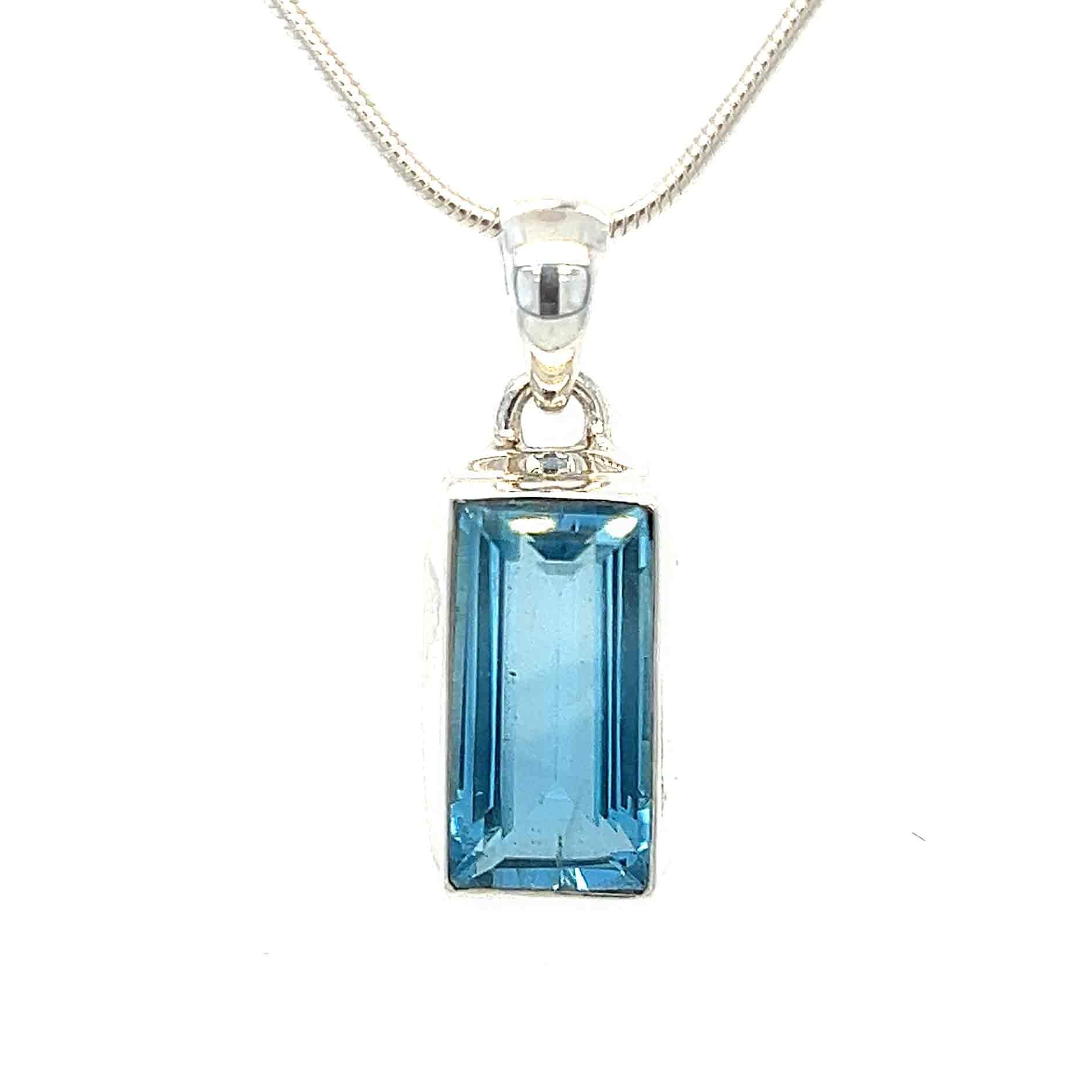 Rectangular Statement Blue Topaz Pendant