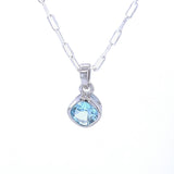 Blue Topaz Faceted Pendant