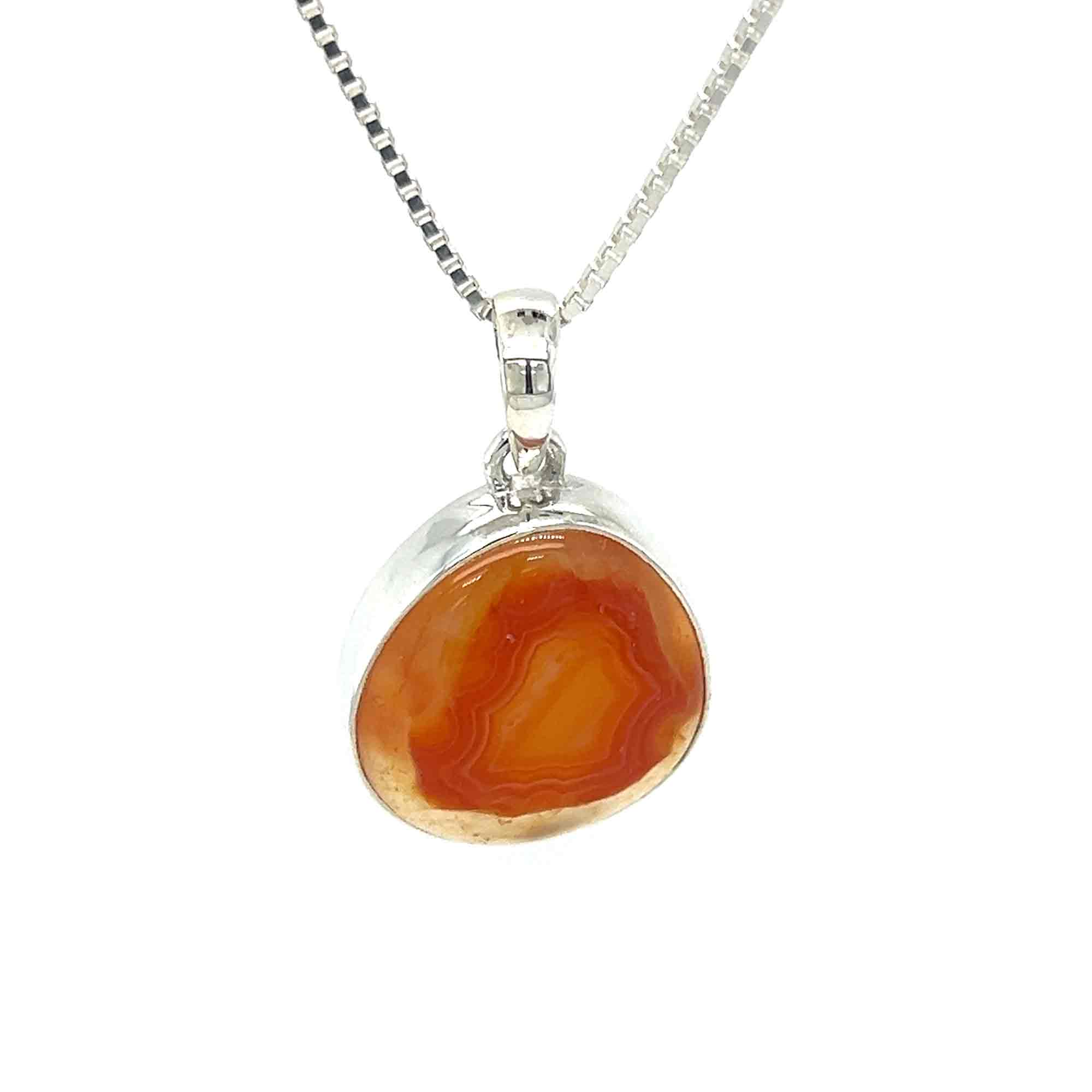 Silver Banded Carnelian Pendant