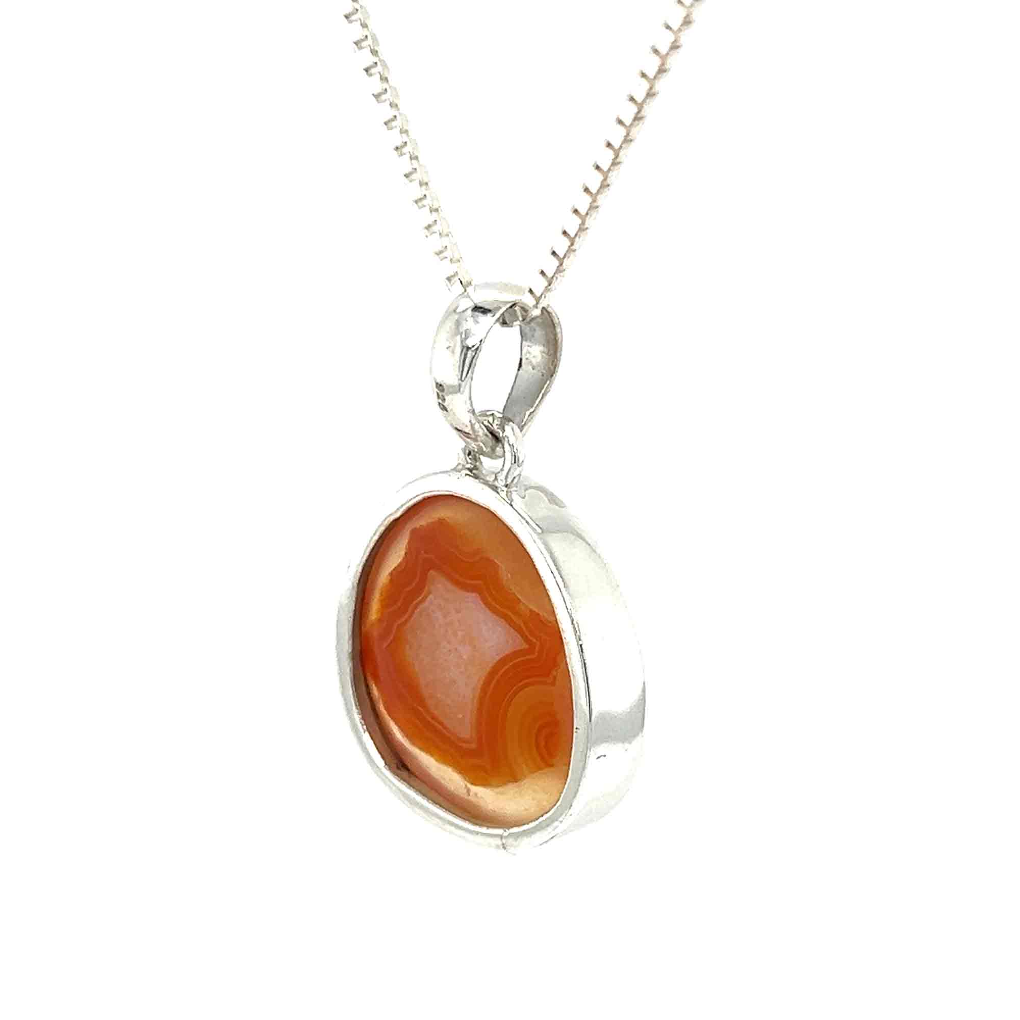 Silver Banded Carnelian Pendant