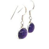 Circular Cabochon Amethyst Drop Earrings