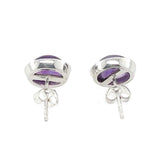 Circular Cabochon Amethyst Stud Earrings