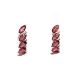 Multi Stone Garnet Faceted Leverback Hoop Earrings