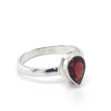 Faceted Garnet Sterling Silver Ring