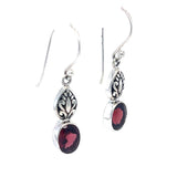 Garnet Sterling Silver Drop Earrings