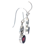 Garnet Sterling Silver Drop Earrings