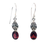Garnet Sterling Silver Drop Earrings